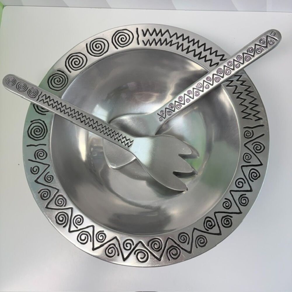 Wilton Armetale Reggae Salad Bowl & Servers 3 Piece Set Original Box